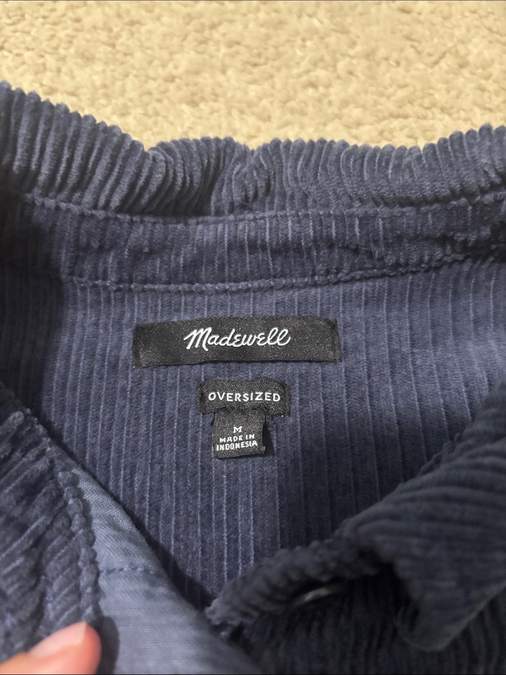 Madewell Navy Blue Corduroy Button-Down Shirt - Picture 2 of 5